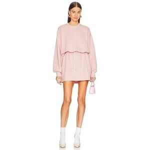 Helsa Organic Cotton Pink Crewneck Drawstring Long Sleeve Sweatshirt Dress S